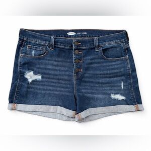 OLD NAVY Boyfriend Mid-Rise Distressed Jean Shorts - Size 14 - Button Fly